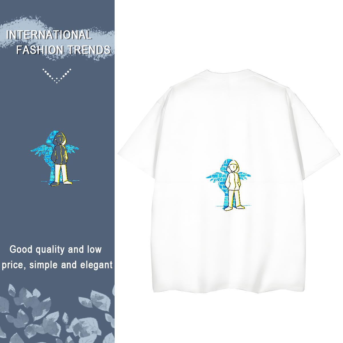 New T-Shirts for Women 230g Cotton Breathable Crew Neck Daily Wear portrait Couples T Shirts Brand Cartoon Printing L-4XL Tops Shirt