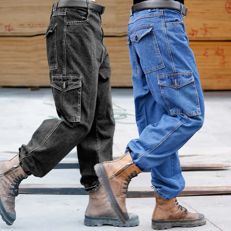 Mens workwear welding worker anti slip and wearresistant multi pocket cover car repair jeans 240821