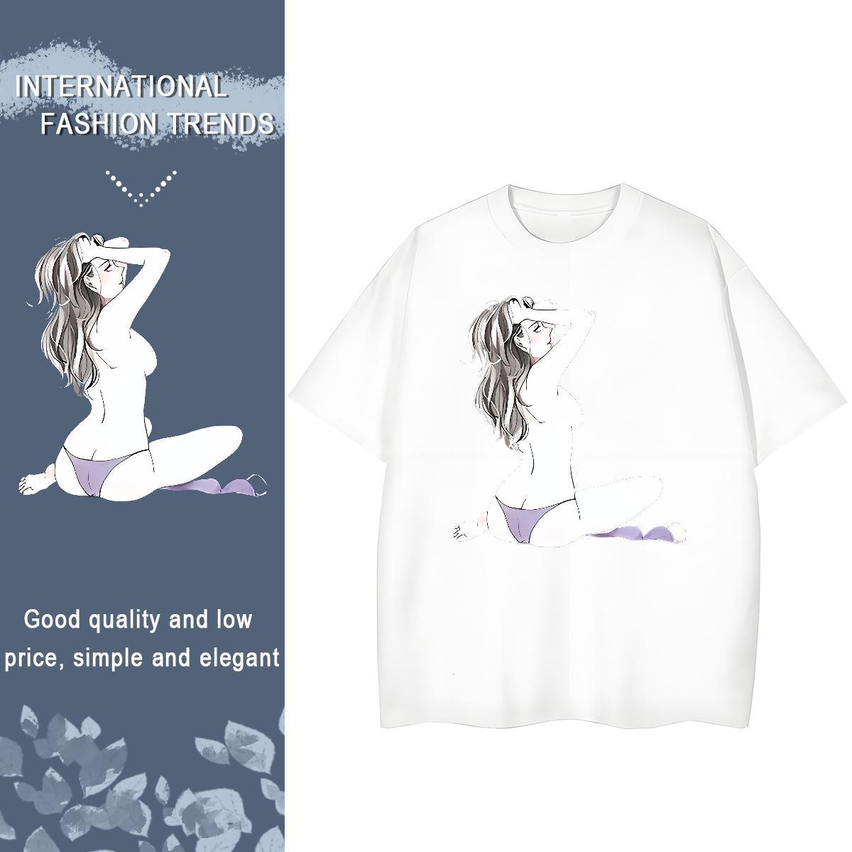 Classic Women T Shirts 100% Cotton 230g Round Neck Short Sleeve Daily Outfit character Couples T Shirts Comfortable Plus Size Custom Clothes