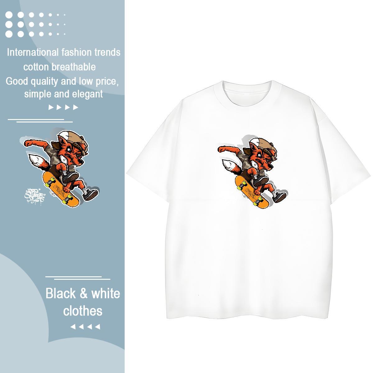 Fashion New Women T Shirts Breathable Short Sleeve 230g 100% Cotton Women Tees Oversized wolf Hip Hop Street 5A Tees Shirts
