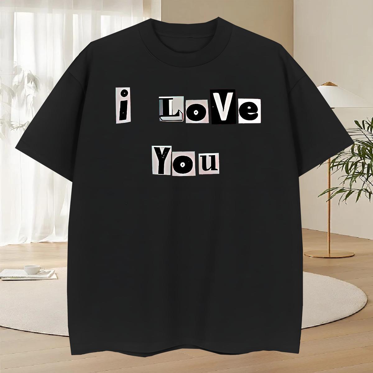 Cool Men Tshirts Hip Hop Street 230g Pure Cotton Floral Print Breathable Crew Neck letter T-Shirts for Men 2024 DIY Tops Shirt