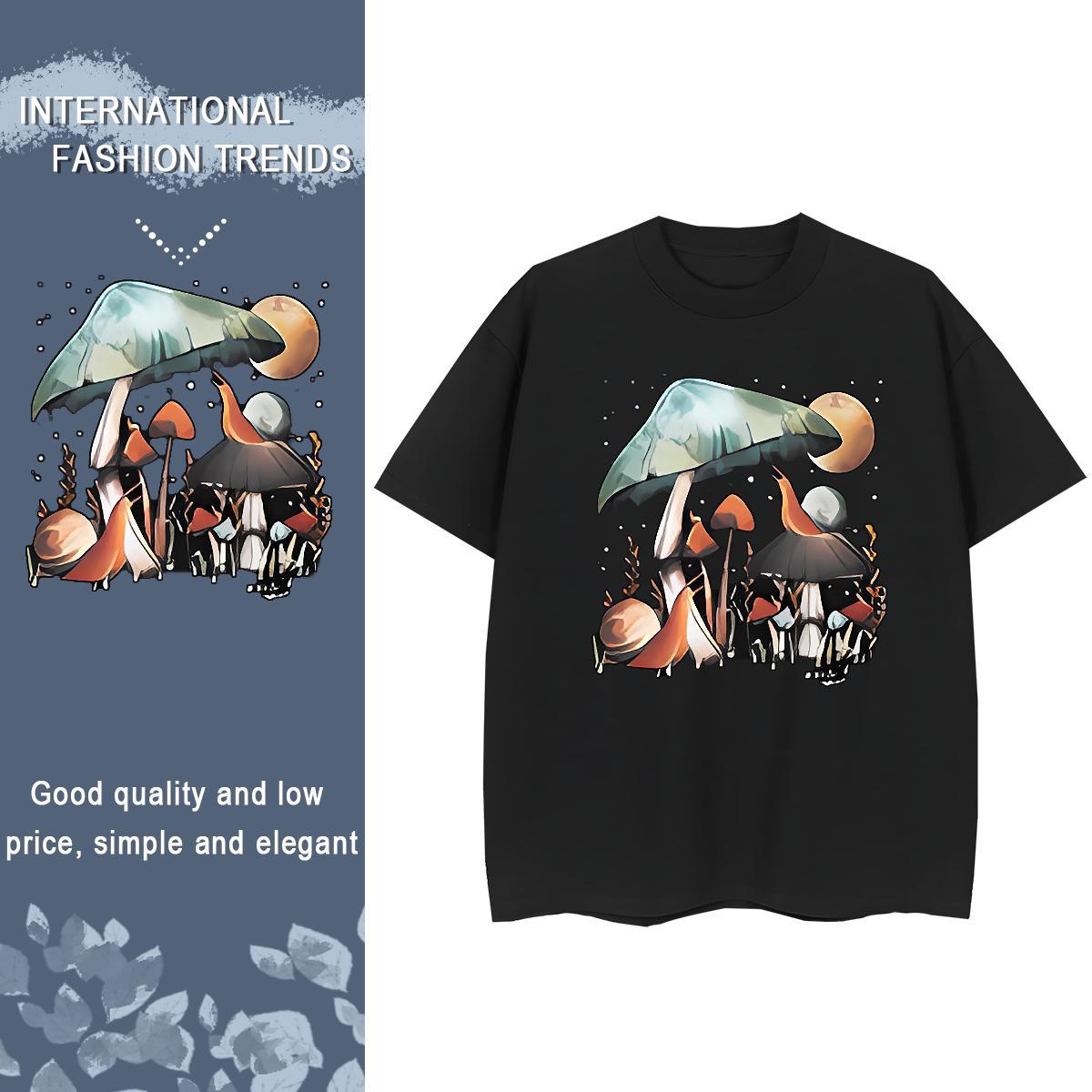 Stylist T shirt Short Sleeve O-Neck 230g Cotton Woman Tshirt Oversized mushroom Sports Street Wear Popular Tees