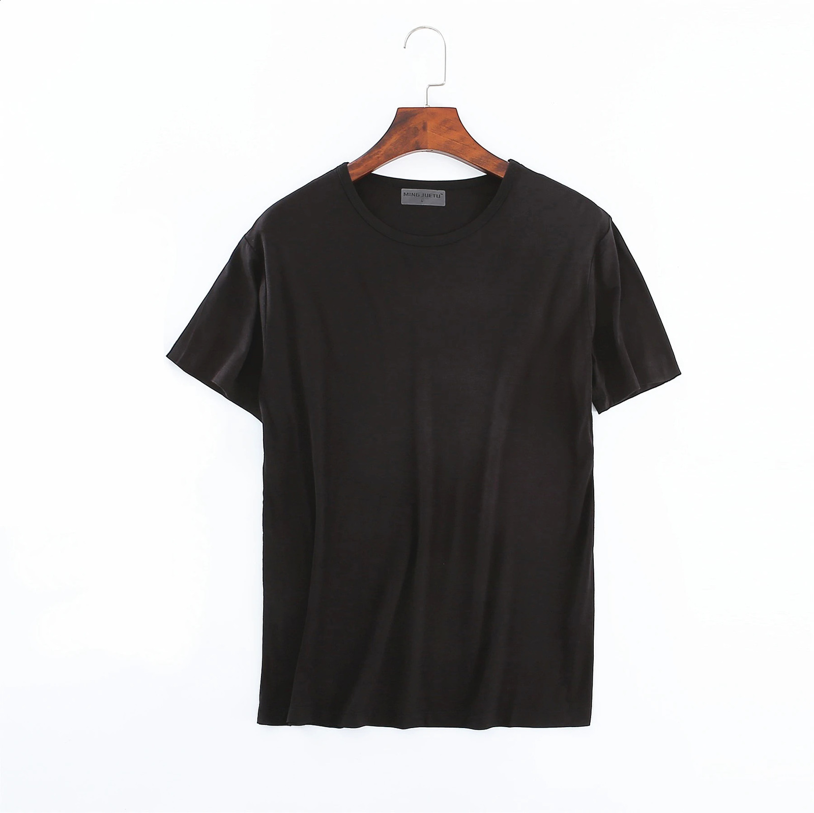 Mens Modal Tshirt Short Sleeve Loose Oneck Bottom Large Underwear Solid Color 240822