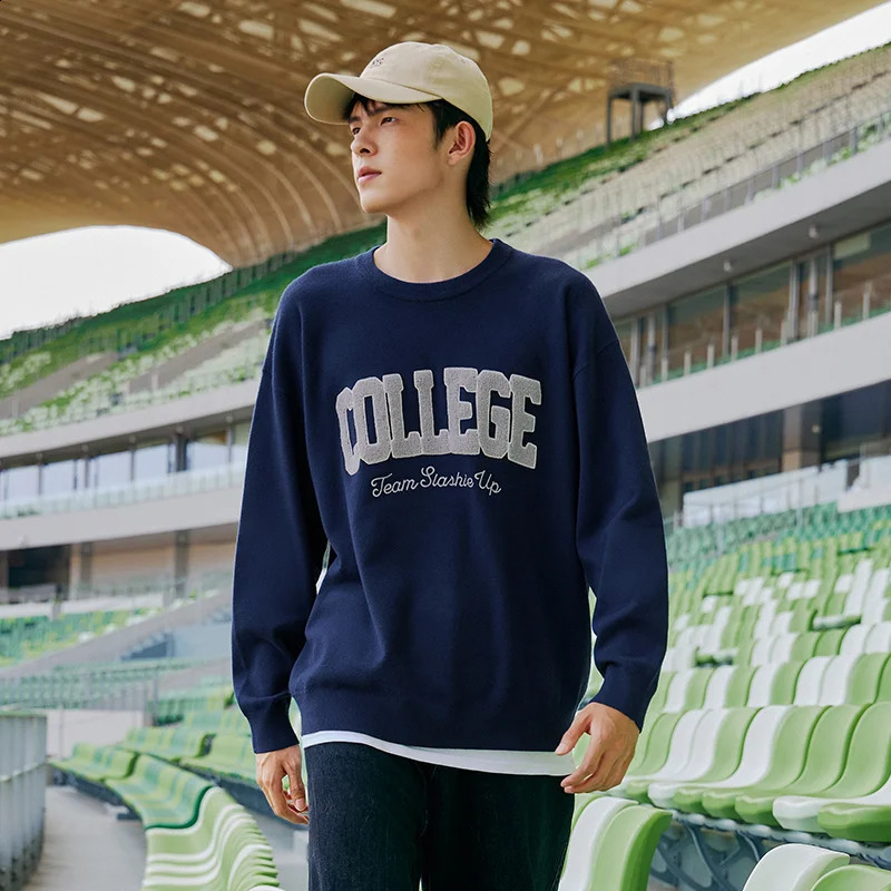 Semir Knitwear Men Retro American Fashion Sweater Autumn Winter Round Neck Drop Shoulder Top 240821