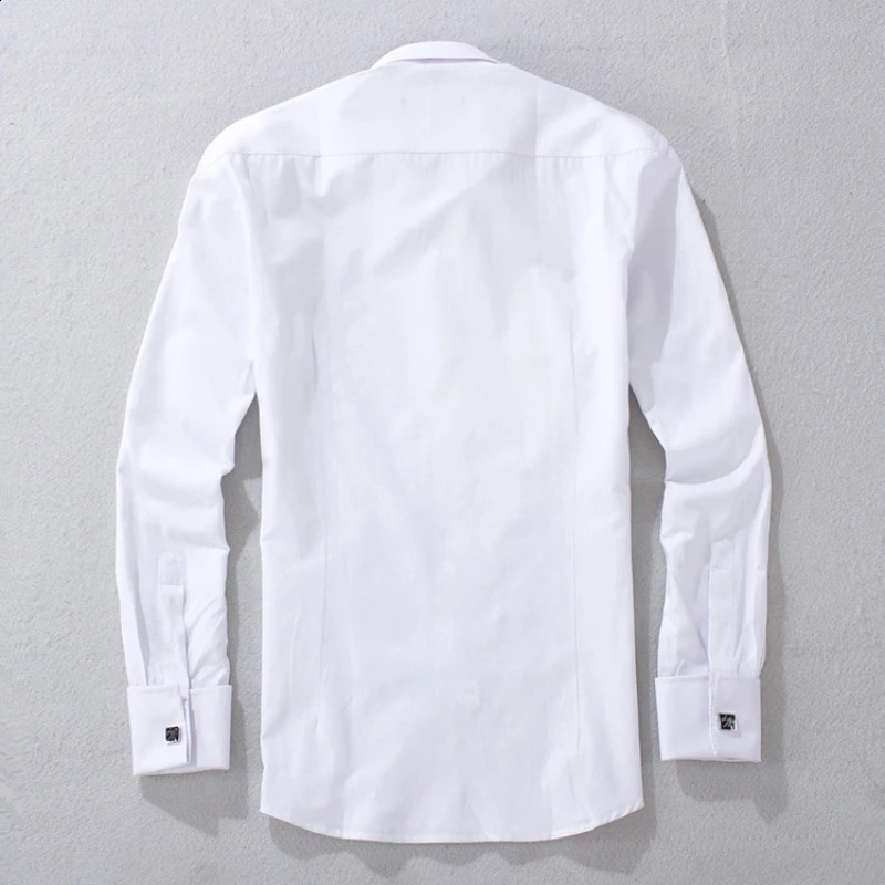 French Cufflink Mens Long-sleeved Slim Business Tuxedo Shirt Slimming Sleeve Nail Banquet Wedding Mens Dress Clothes 240822