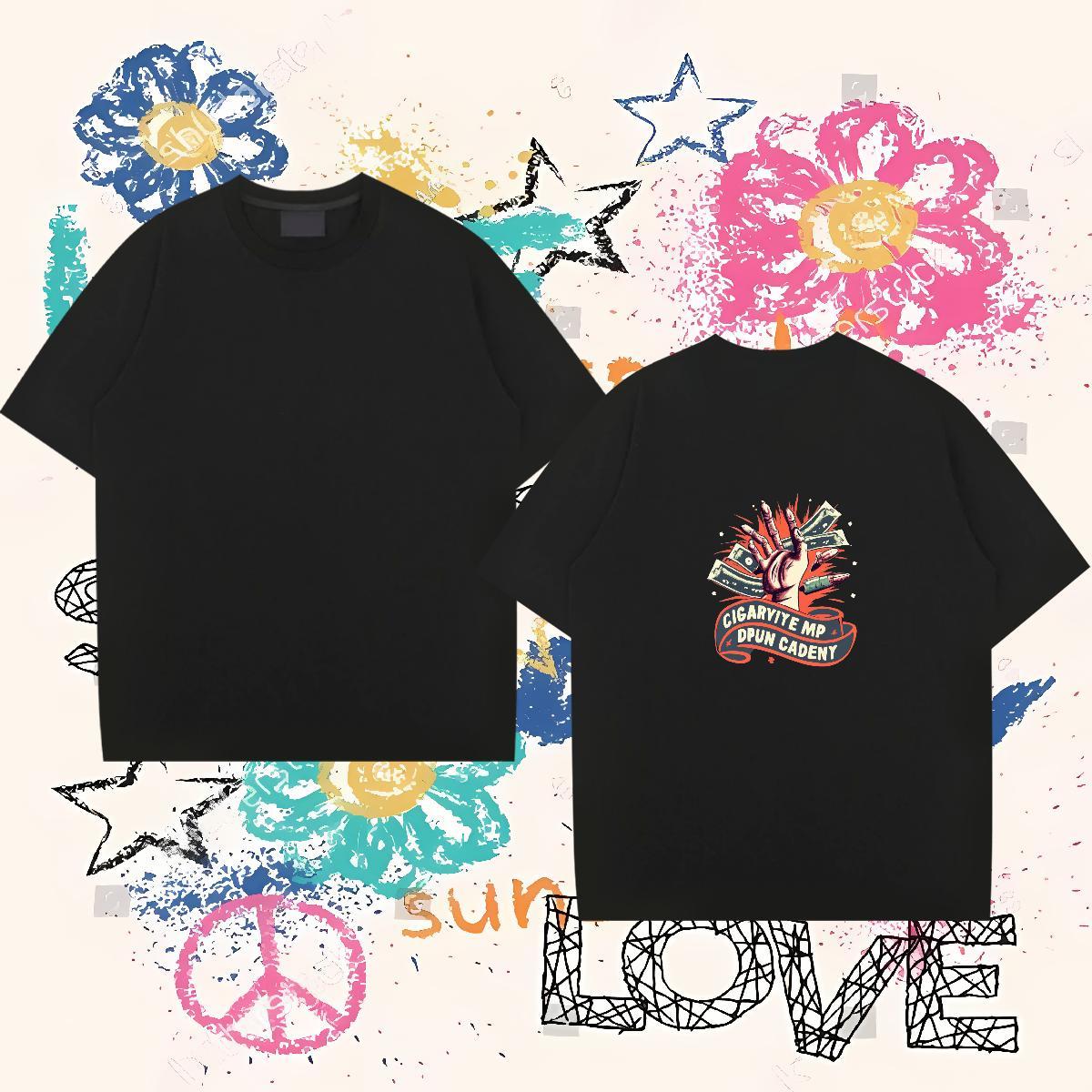 Free Shipping T Shirt For Man 230g Pure Cotton skull Daily Wear Floral Print Breathable Short Sleeve Men Clothes T-Shirt Designer Tees Shirts