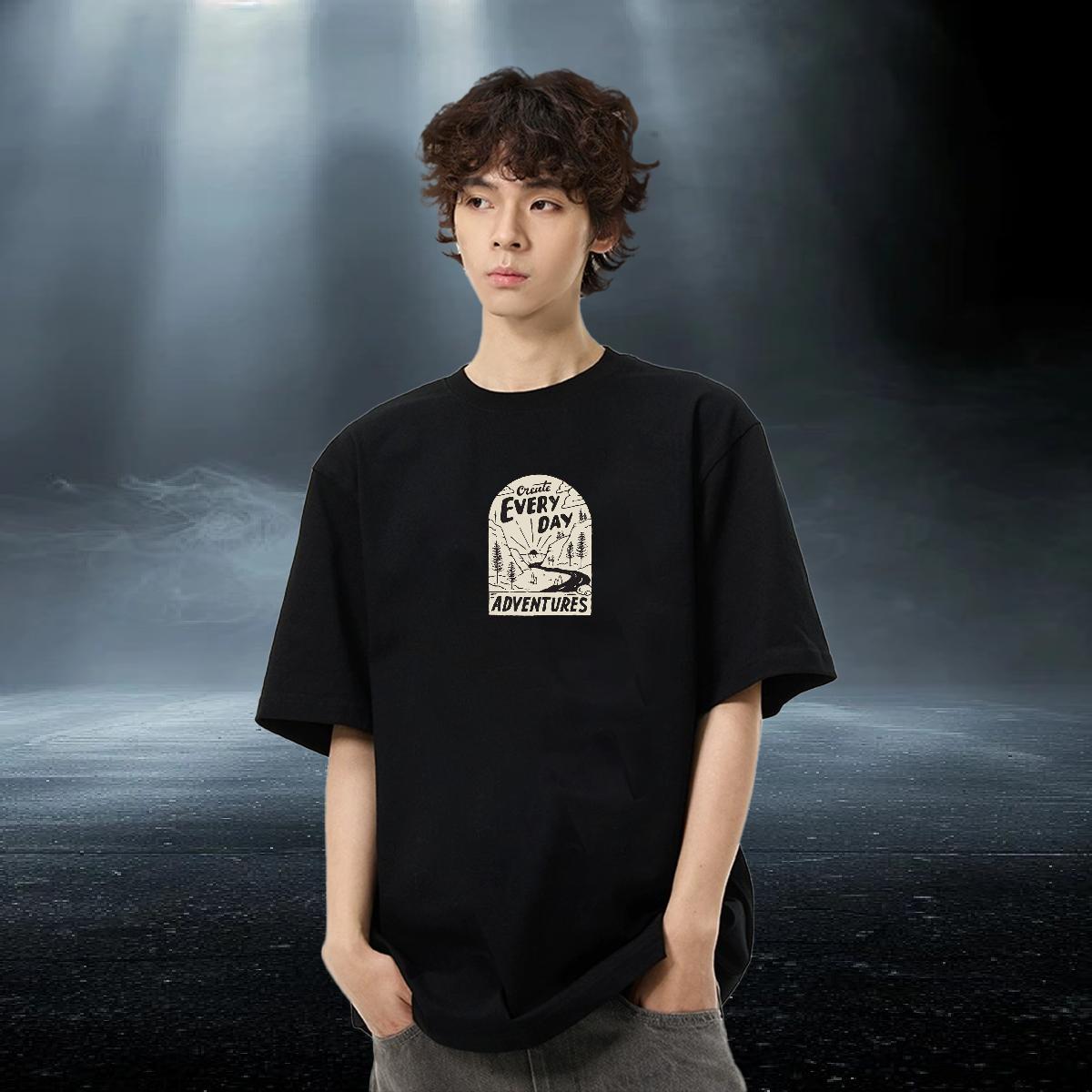 Soft Men Tshirts Hip Hop 230g Cotton Plus Size Custom Breathable Short Sleeve mountains Men T Shirts 2024 Tees Shirts