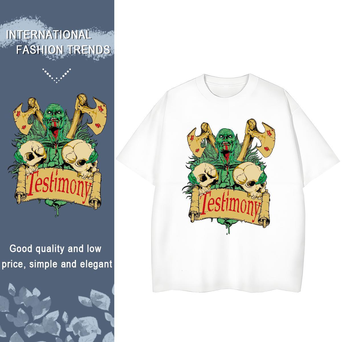 2024 Woman T Shirts 230g Pure Cotton Breathable Crew Neck Casual Sport skull Unisex Tshirts Loose Floral Print Clothings