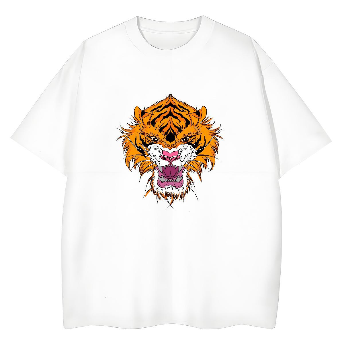 Stylist T shirt Short sleeve Soft 100% Cotton 230g Women Tees Black Oversized tiger Beach Nice Tees Shirts