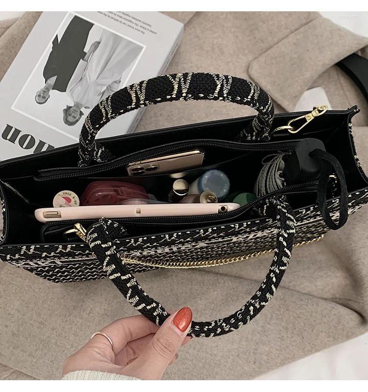 3 Evening Bags Fashion Top Handle Women Handbags Printed Letters Wide Strap Chain Crossbody Shoulder Large Capacity Tote Sac 4