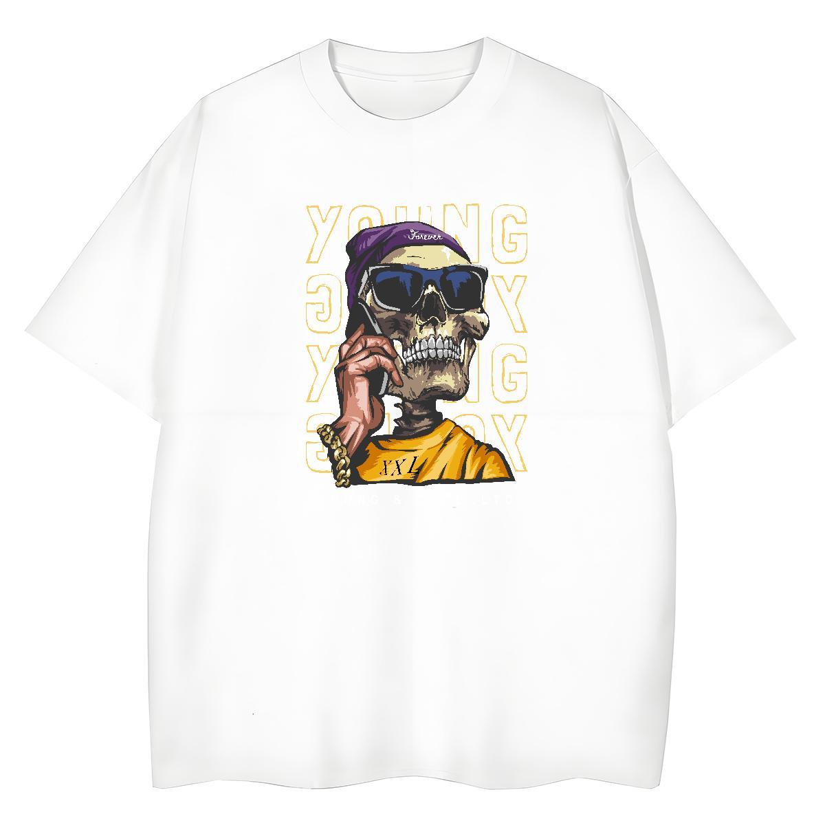 2024 DIY T Shirt For Woman 230g Pure Cotton Comfortable Sports Street Wear skull Women Tshirts Brand Cartoon Anime Tees Shirts