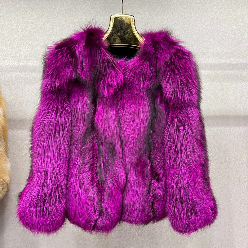 Winter Ladys Short Style Natural Fox Fur Jacket Thick Warm Real Fur Coat Women Outerwear Fashion Jacket 240821