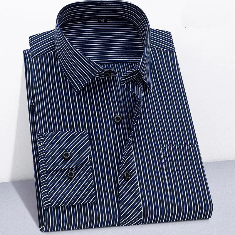 Spring and autumn mens long-sleeved striped non-ironing shirt high-end business casual social professional dress shirt 240822