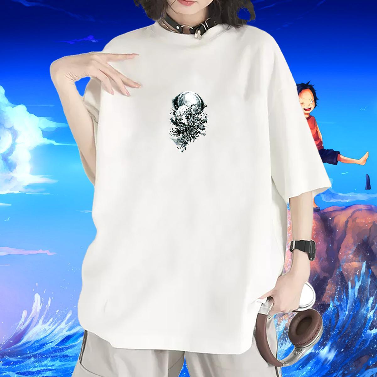 DIY T-Shirts O Neck Short Sleeves 230g Cotton Womens Tshirts Anime Oversized wolf Street Wear 5A Tees