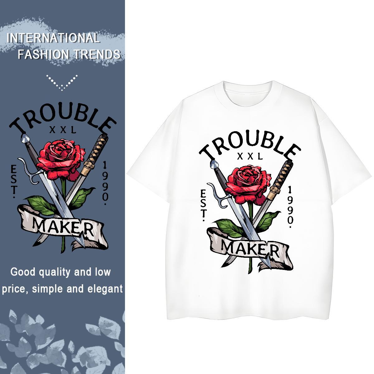 DIY T shirt Crew Neck 230g Cotton Couples T Shirts Custom Print Oversized rose Casual Sport Unisex Tops