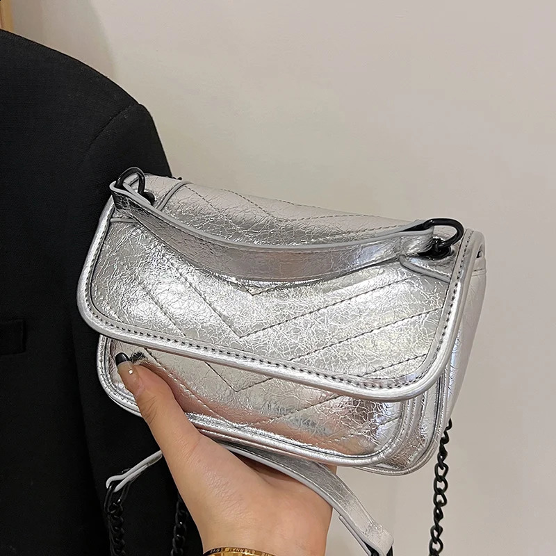 Embroidery Thread Small PU Leather Crossbody Bags For Women Sier Underarm Bag ed Womens Shoulder Handbags 240821 4e2a 4