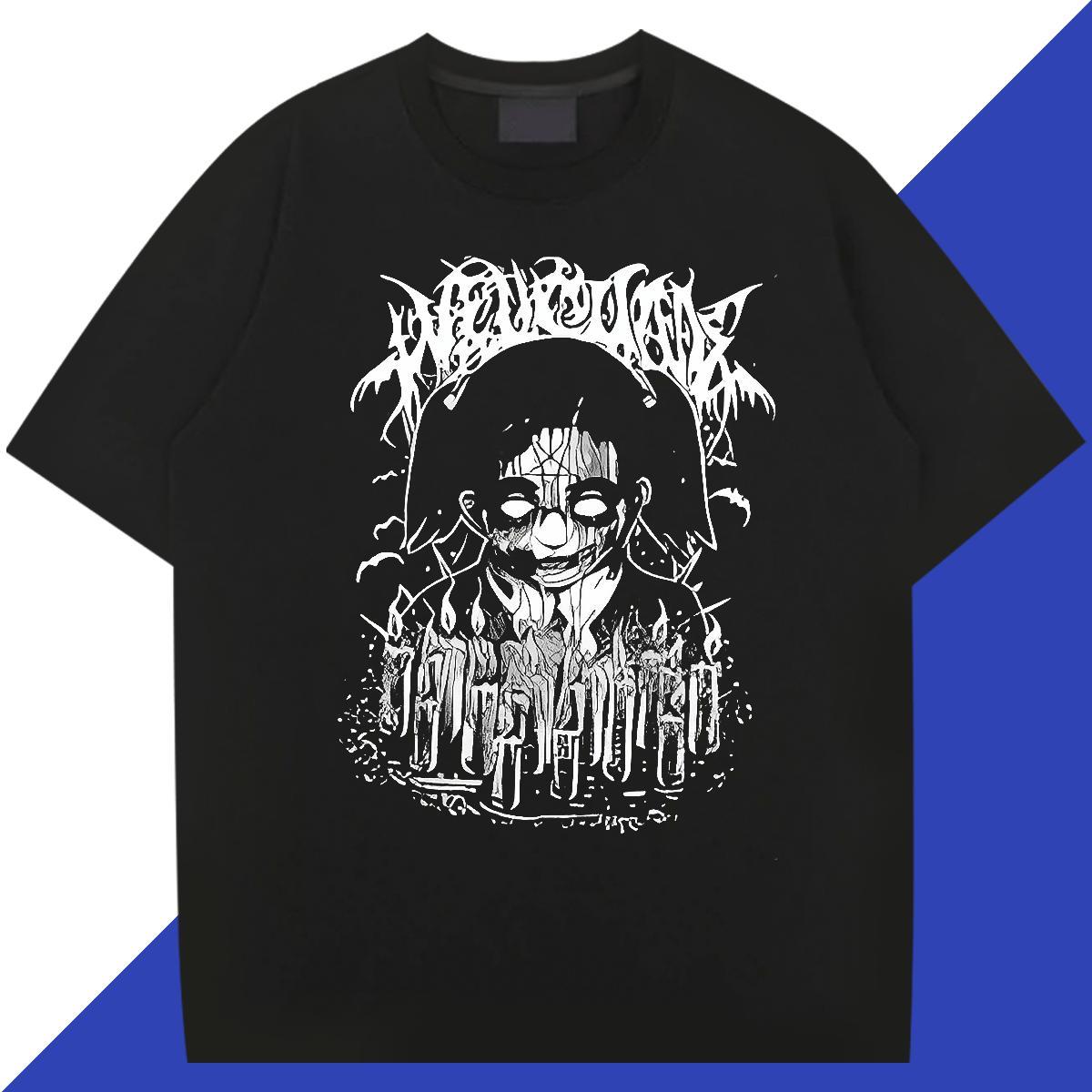 New Arrival High Street Hip Hop Mens Tshirts painting O Neck Short Sleeves 230g Pure Cotton T shirt Popular Anime Print Top Tees