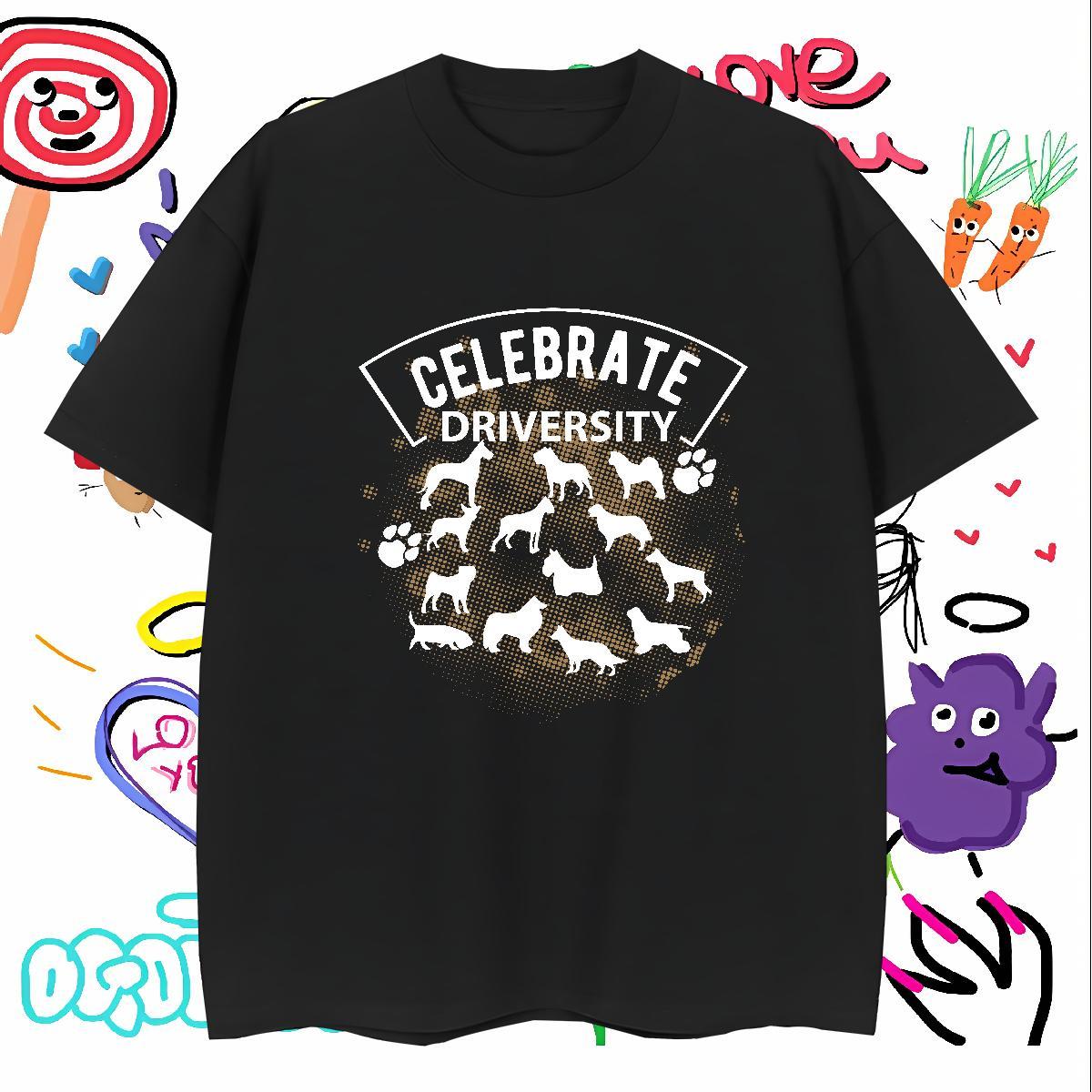 Brand Celebrate driversity T-Shirts Sport Men Clothes T-Shirt 230g Pure Cotton Fashion Designer Breathable Crew Neck Asian Size Tees