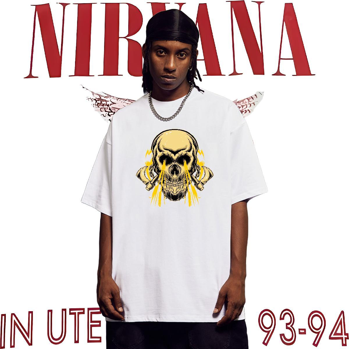Free Shipping T-Shirts for Men 230g Pure Cotton skull High Street Hip Hop Plus Size Custom Short Sleeve O-Neck Men Tshirts Classic Casual Tops Shirt