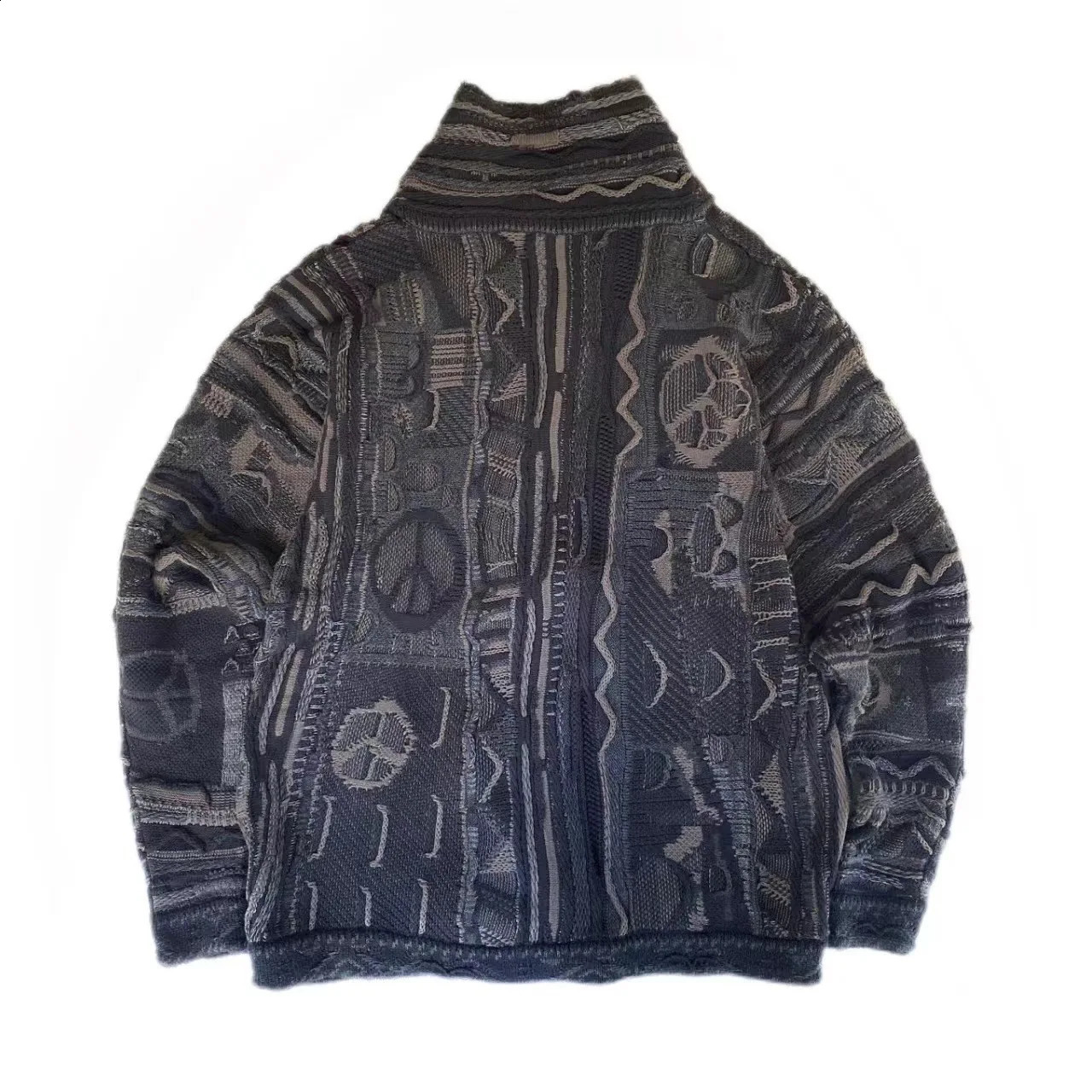 Aboorun mens retro cardigan woolen sweater Harajuku loose knit Dos long robe 240821