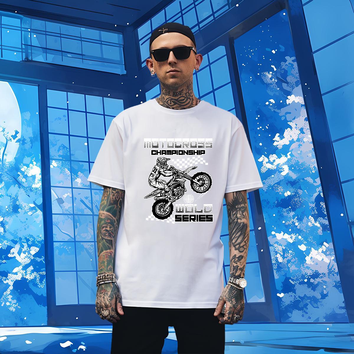 Loose motorbike T-Shirts Street wear Hip Hop Tshirts 230g Pure Cotton Designer Breathable Soft Black Oversized Tops Shirt