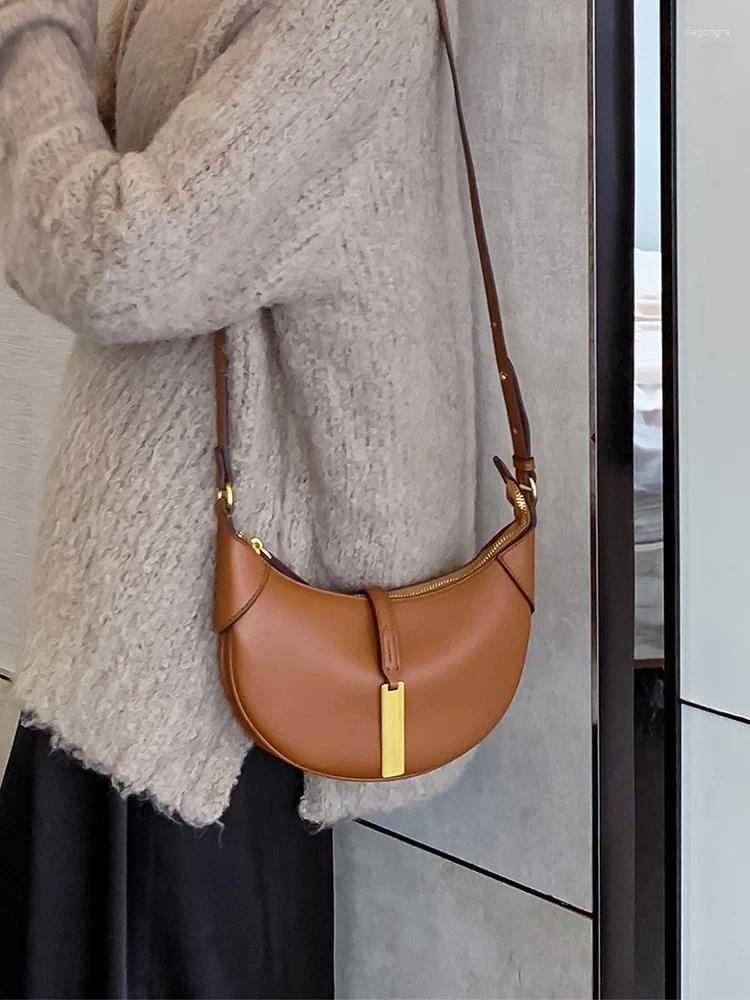 3 Totes Light Half Moon Bags For Women Textured Brown Lady Commuter Shoulder Bag 2024 Autumn Daily Handbags 4