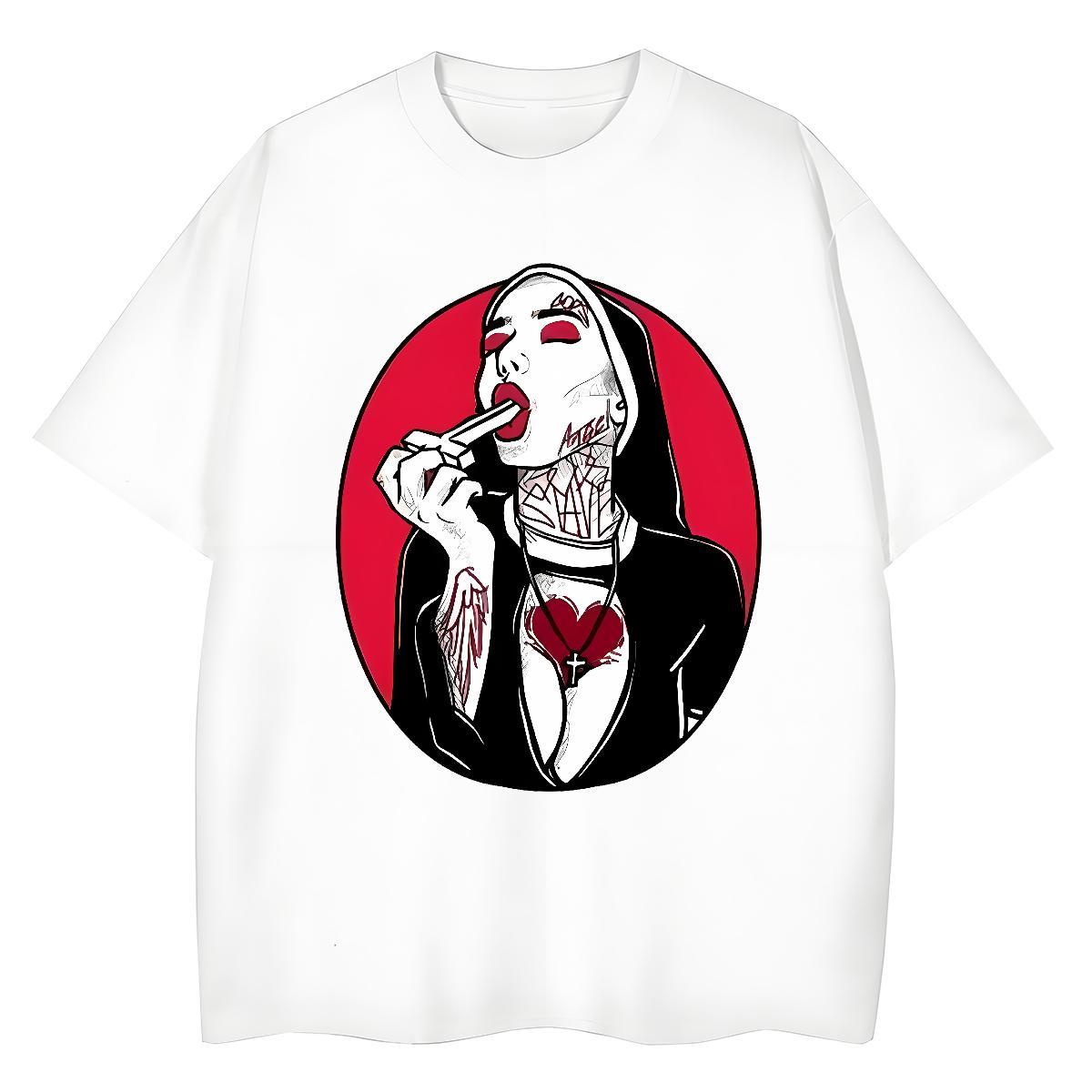 Comfortable Woman Tshirt 230g Cotton nun Hip Hop Women T Shirts Crew Neck DIY Logo Clothings