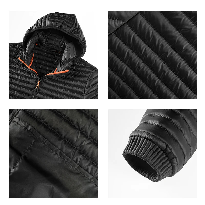 Mens winter warm Parkas jacket mens hooded casual detachable hat set 240822
