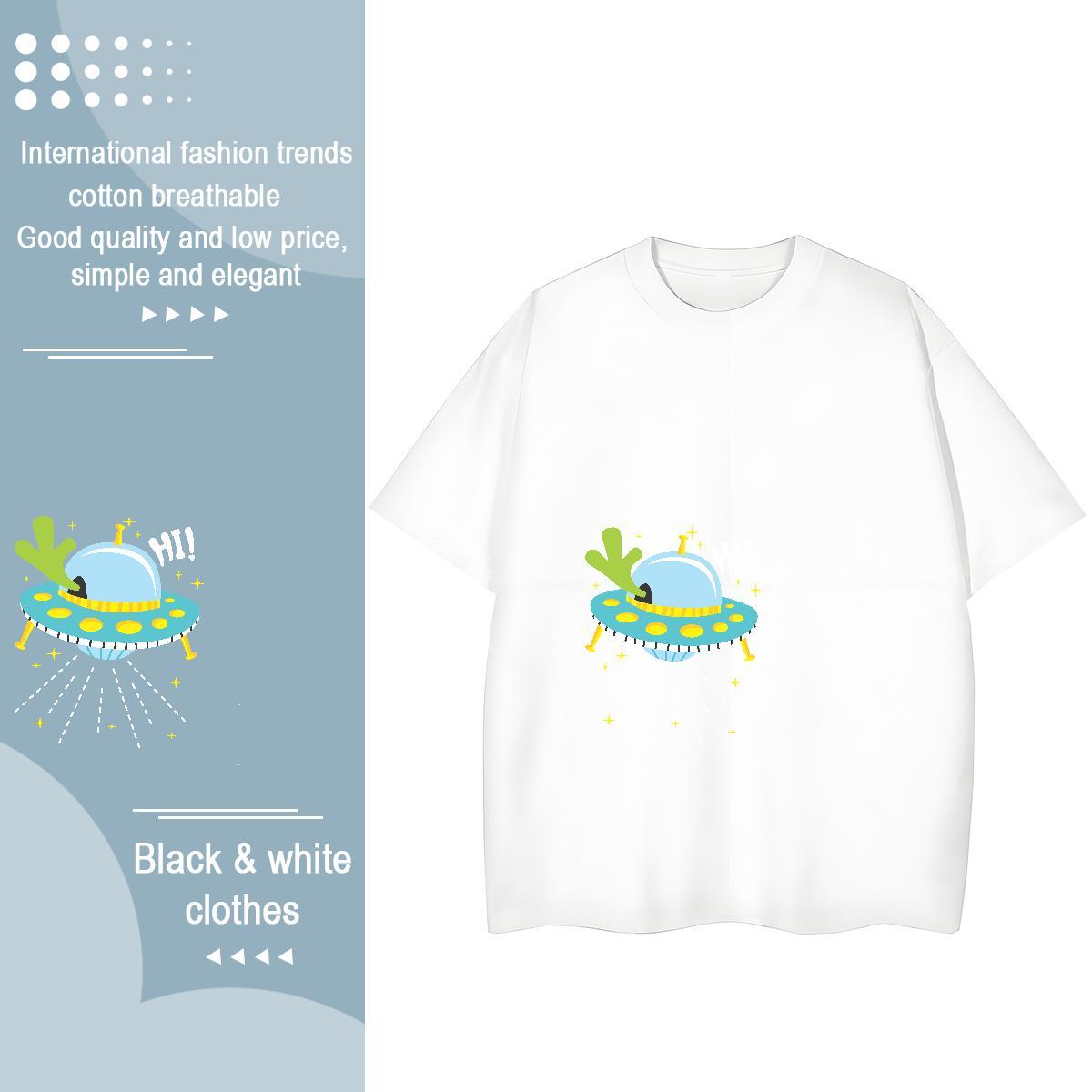 2024 DIY T Shirts Women Breathable Crew Neck 100% Cotton 230g Tshirt for Man Woman DIY Anime Printed ET Daily Outfit Comfortable Clothings