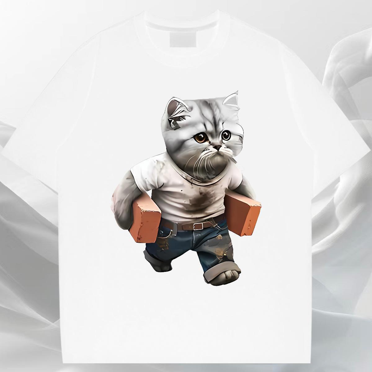 Comfortable Men Tops Tees Daily Wear 230g 100% Cotton Custom Printing Breathable Crew Neck cat Men T Shirts New Designer Clothings