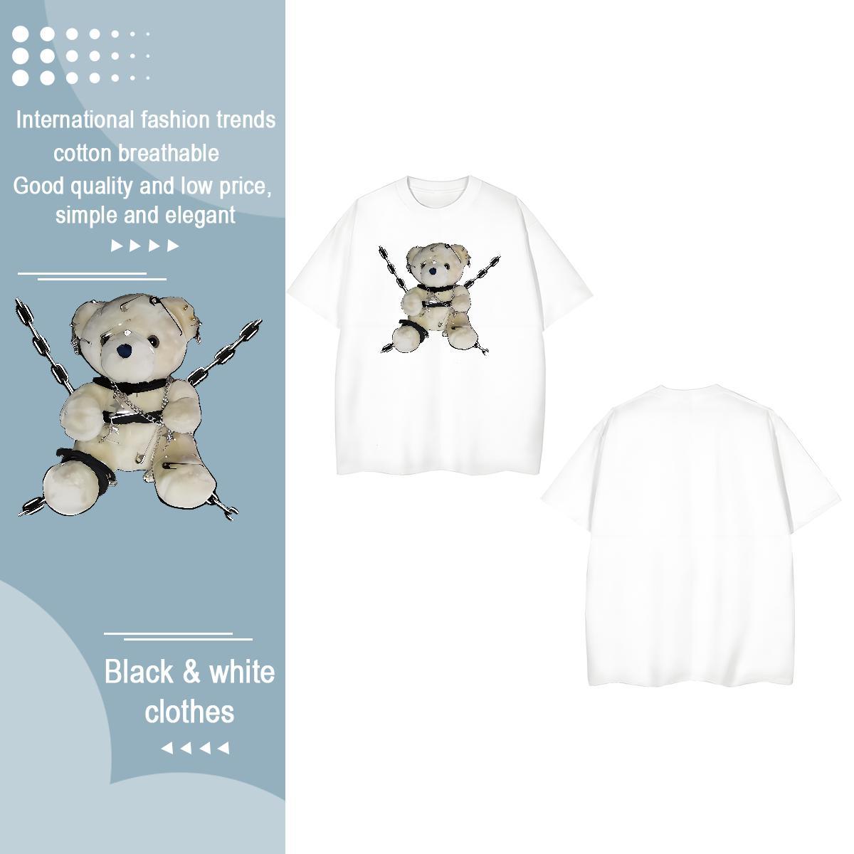 Fashion Casual Woman T Shirts Breathable Crew Neck 230g 100% Cotton Womens Tshirts Graphic bear Outdoor 5A Tops Shirt