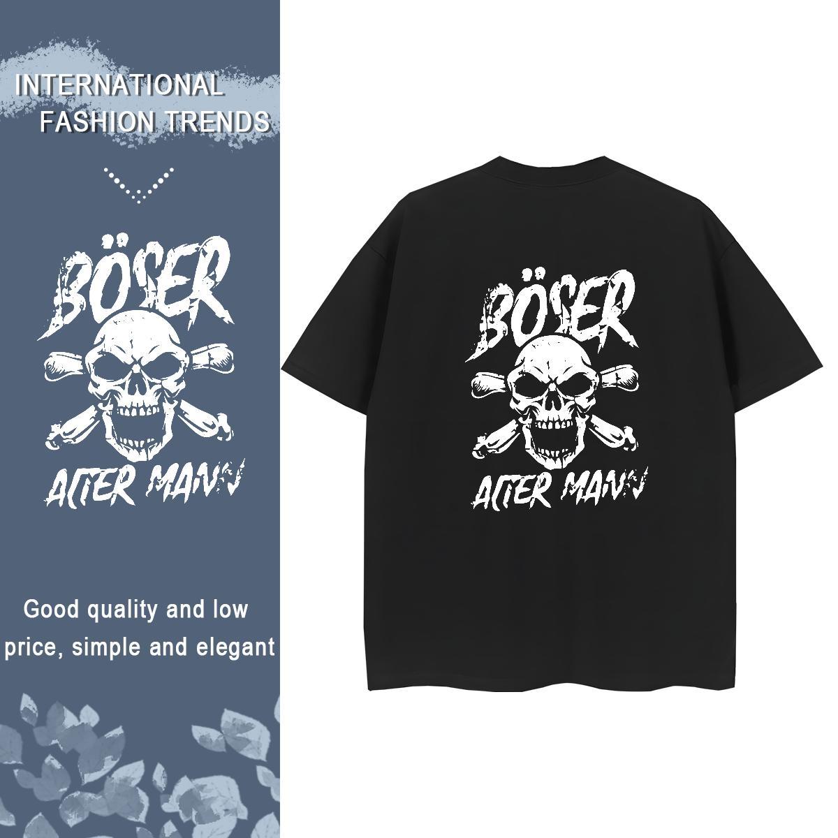 Fashion Casual T-Shirts 230g Pure Cotton O Neck Short Sleeves Summer Casual skull Women Tees Wholesale Skull Top Shirts