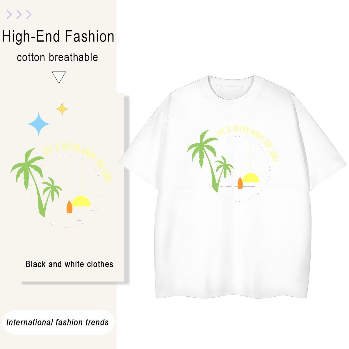 Wholesale Women Tees 230g Pure Cotton wave Spring Summer Women T Shirts Comfortable Graphic Wear