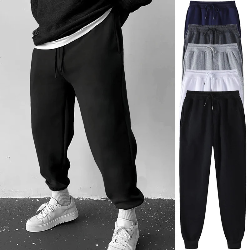 Mens Athletic Trainning Joggers Casual Loose Fit Sweatpants Spring Fall Fleece Lined Pants Elastic Waist Drawstring Trousers 240822