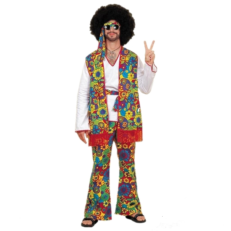 Adult retro 60s 70s hippie costume carnival party bar nightclub disco hippie role-playing fancy dress set 240821