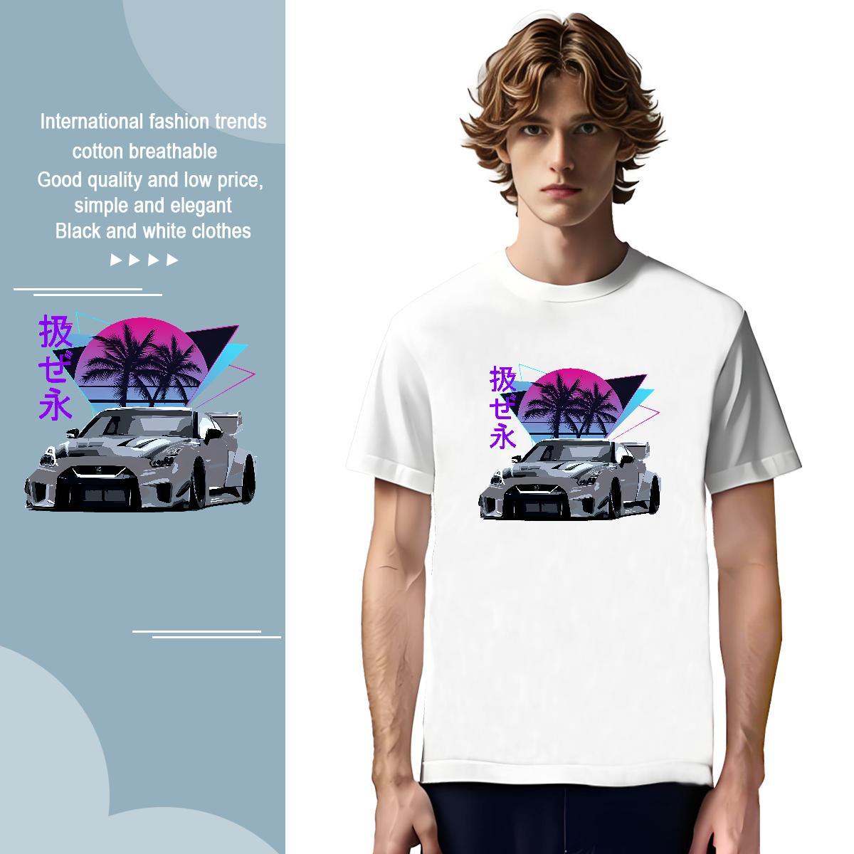 Unisex car T-Shirts for Men Casual Daily Wear Men Tshirts 230g Cotton Stylist Round Neck Short Sleeve Custom Printed Tees Shirts