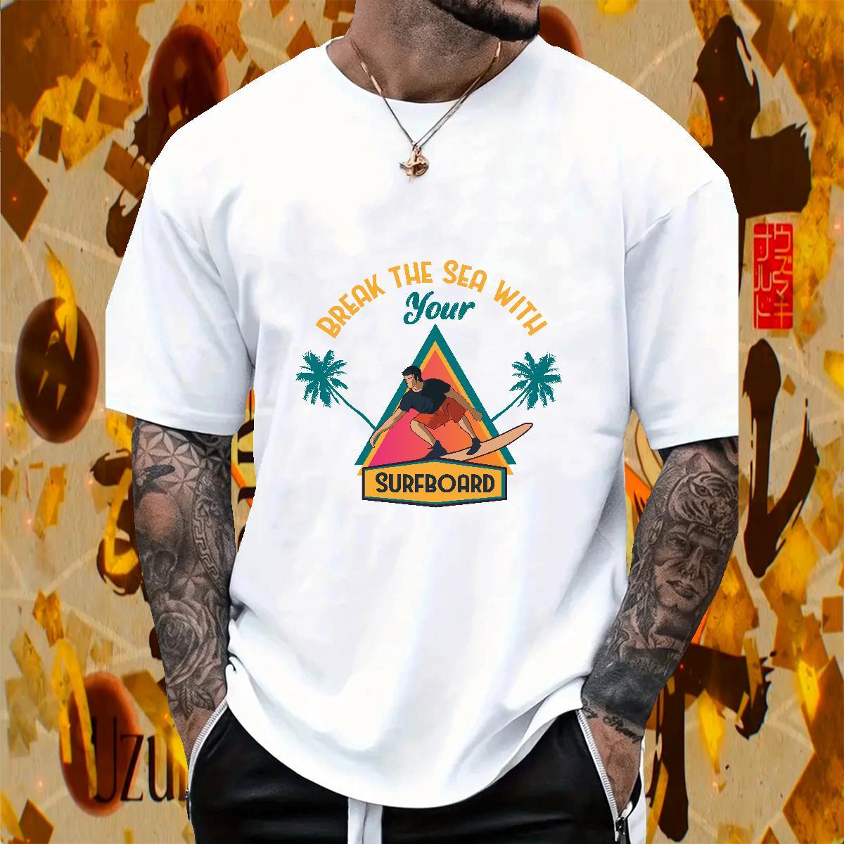 Classic Men Tees Casual 230g Cotton Cartoon Print Pure Cotton man Man T Shirts Fashion Design Tops