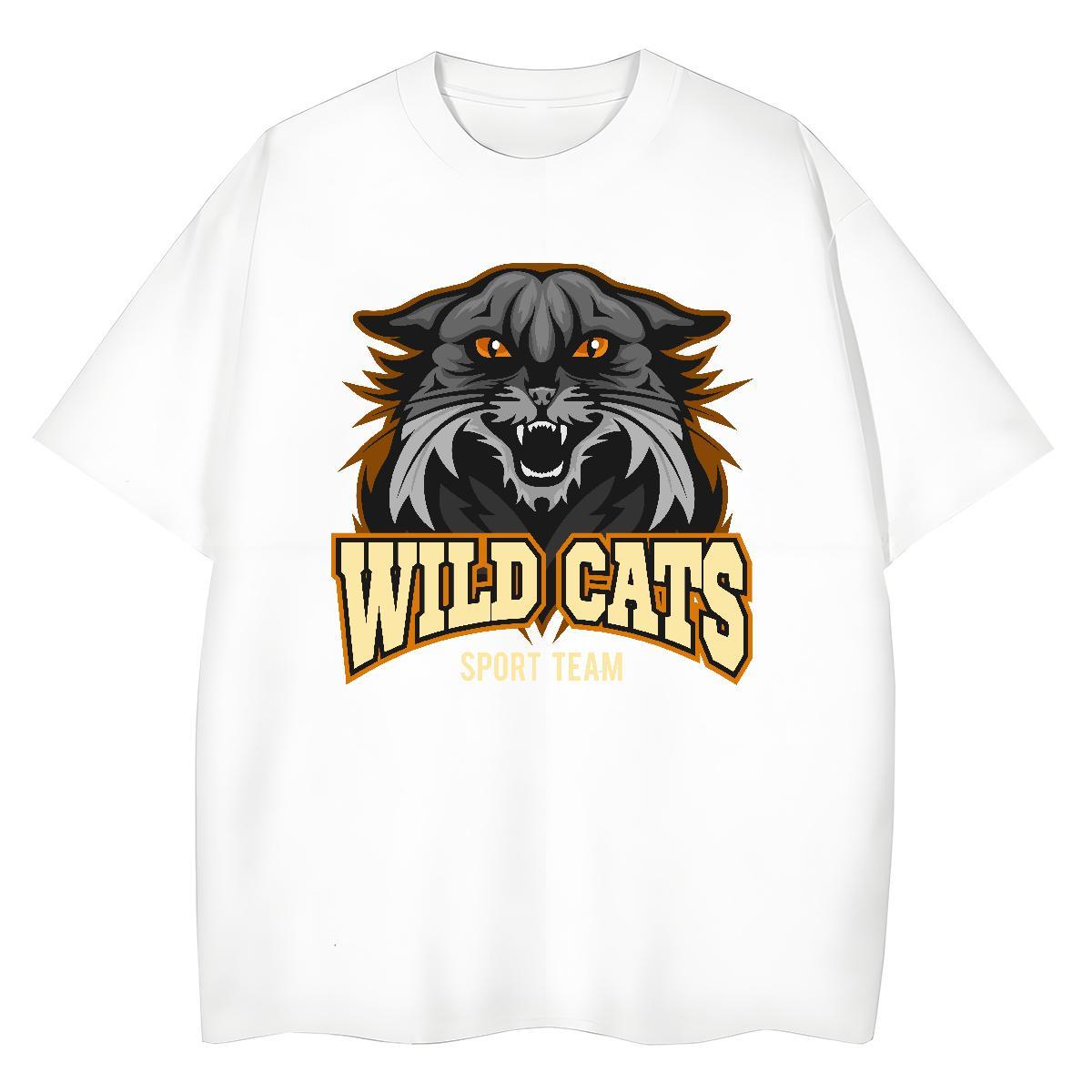 Casual New Women T Shirts Short Sleeve O-Neck 230g Cotton Lady T shirt Customized Print wild cat Casual Sport Designer Wear