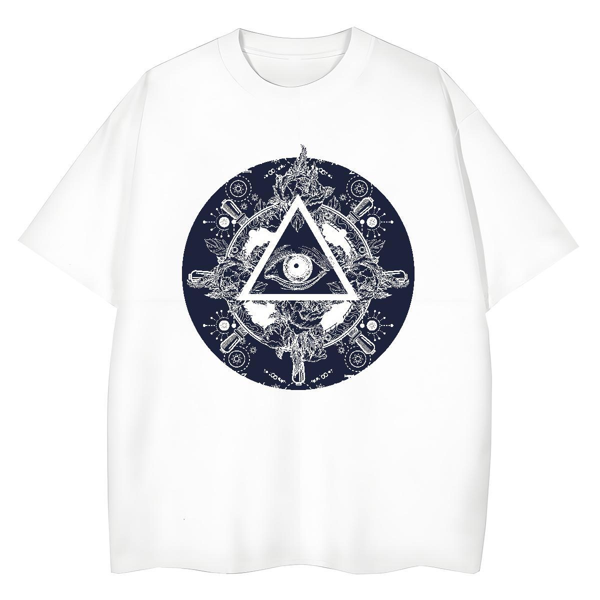 Factory Direct T shirt 100% Cotton 230g Comfortable Street eye of the devil Couples T Shirts Lady Graphic Clothes