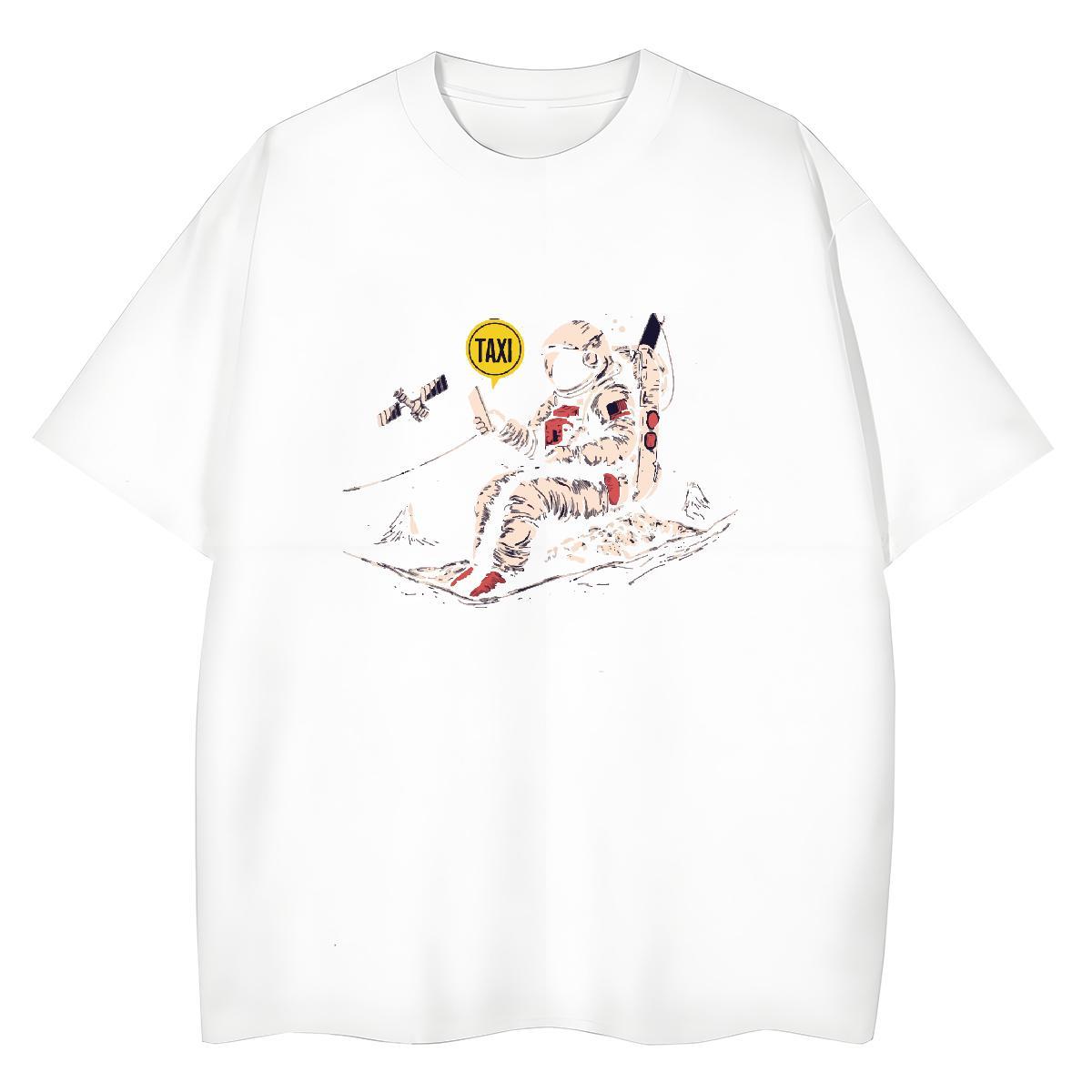 Soft Unisex Tshirts 100% Cotton 230g cosmonaut Street T-Shirts Short Sleeve O-Neck Oversized L-4XL Clothes Shirt