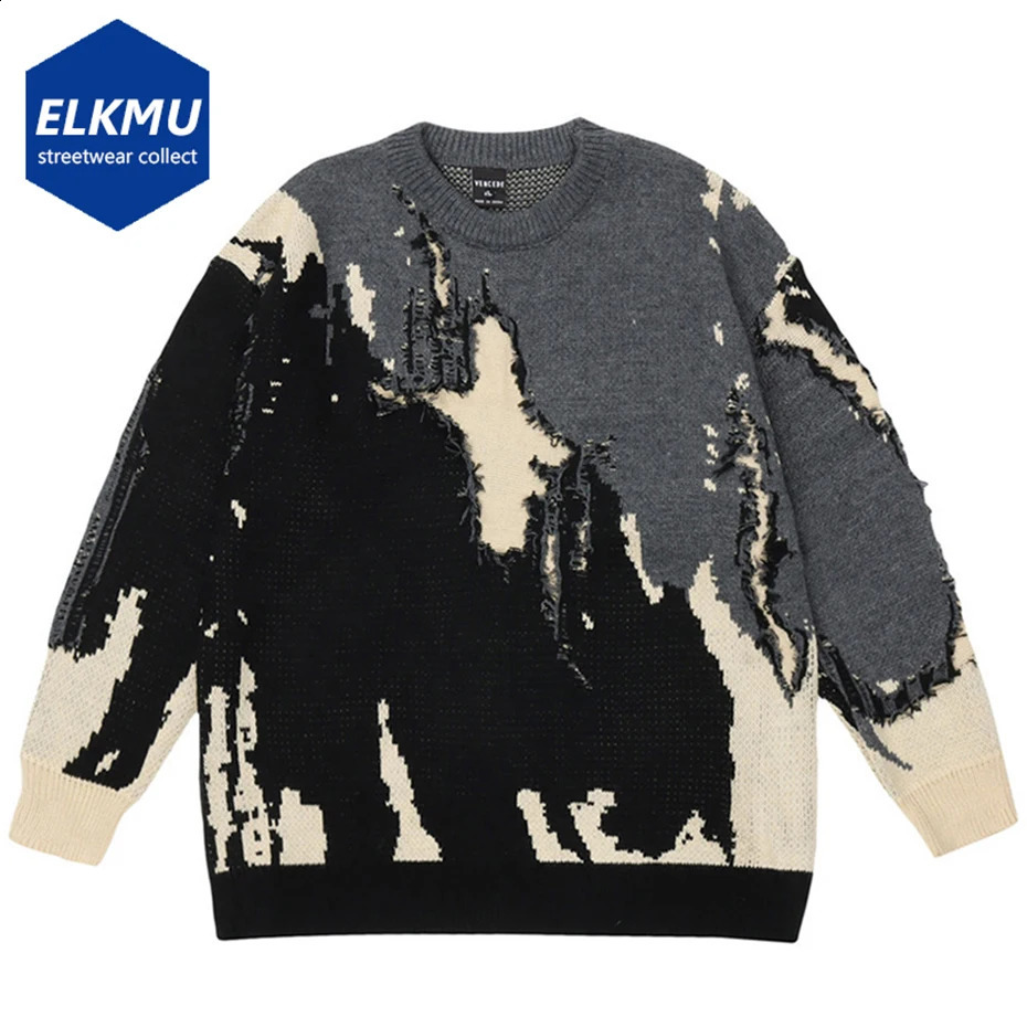 Punk knit sweater mens extreme ner oversized Harajuku streetwear autumn and winter hiphop pullover top 240821