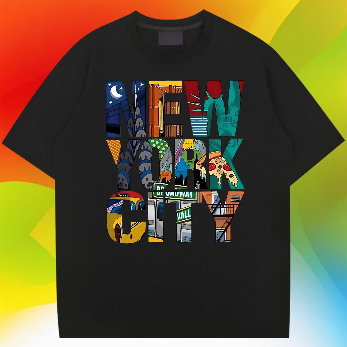 Factory Direct Street Wear Tshirt for Man Woman New York Crew Neck 100% Cotton 230g T-Shirts for Men High Quality Customized Print Tops Shirt