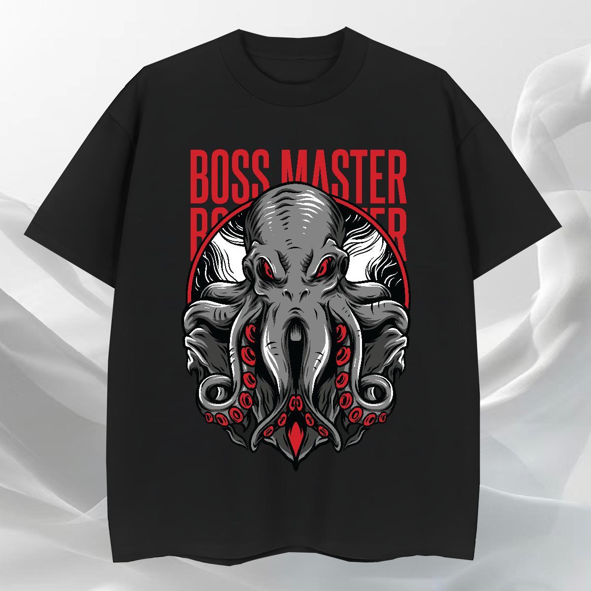 Cool Men Clothes T-Shirt Summer Casual 230g Cotton DIY Logo Oversized Breathable Soft Terror octopus T shirt New Designer Wear