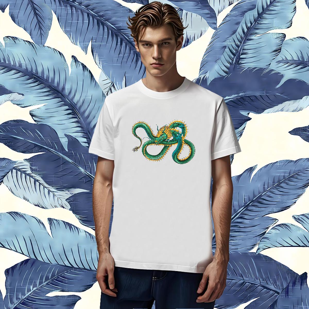TOP Quality dragon T-Shirts Street Men Tops Tees 230g Cotton DIY Customized O-Neck Short Sleeve Cartoon Print Polos