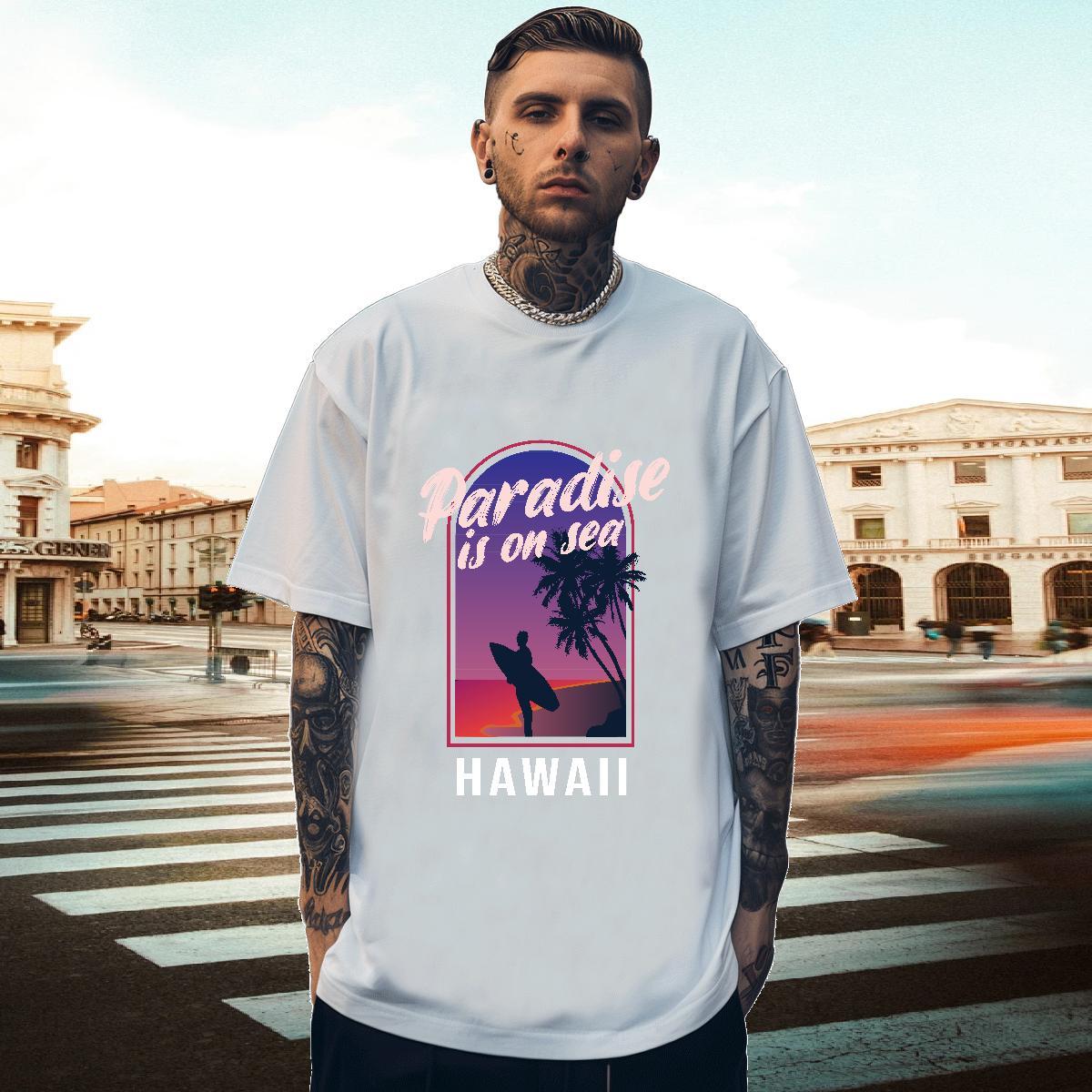 Cool Tshirt for Man Woman Sport 230g Cotton Oversized 4XL Breathable Crew Neck sea T Shirts Men 2024 Summer Tops Shirt