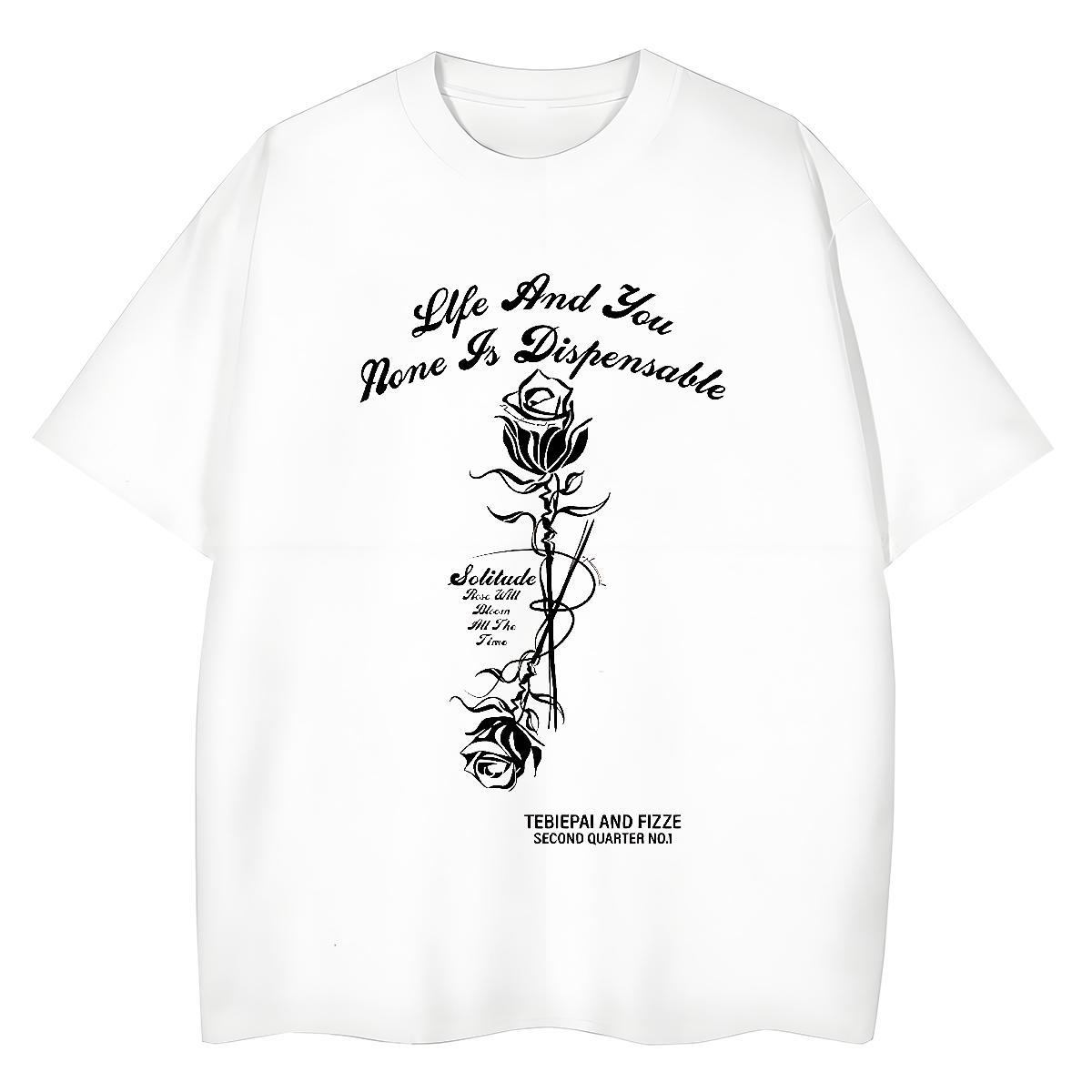 Fashion T shirt Breathable 100% Cotton 230g Women Tshirts Custom Print Oversized ROSE Street Wear Popular Tees