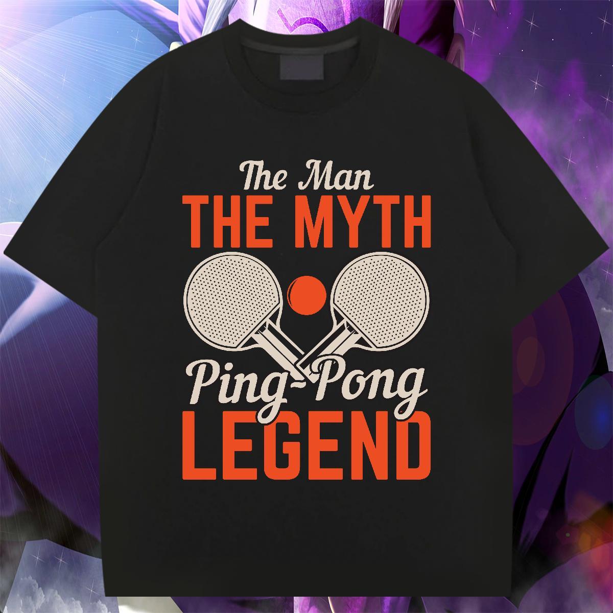 Cool Design Mens Tshirts Hip Hop 100% Cotton 230g DIY Logo Oversized O-Neck Short Sleeve PING PONG T shirt Free Shipping Tees