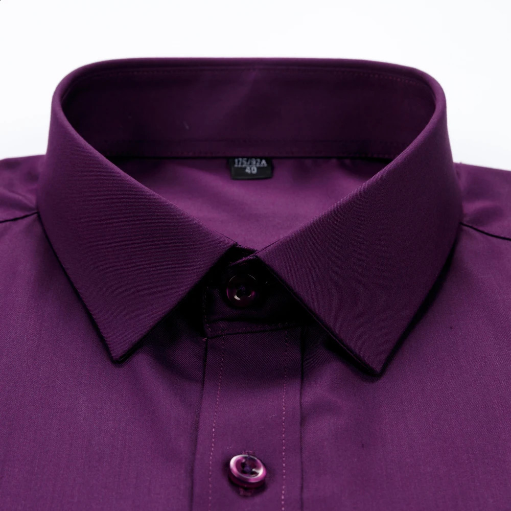 Mens Long Sleeve Standard-fit Bamboo Fiber Solid Dress Shirts Without Pocket Comfortable Soft Business Office Easy Care Shirt 240822