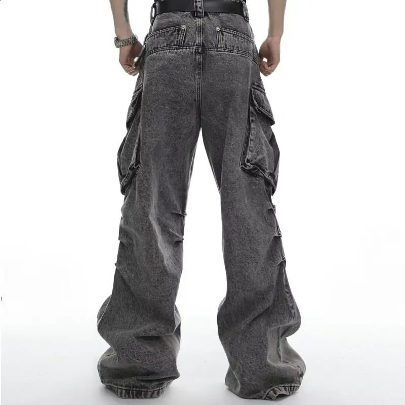 American style retro washed hip-hop high street straight leg jeans for men and women loose casual wide leg pants for the streets 240822