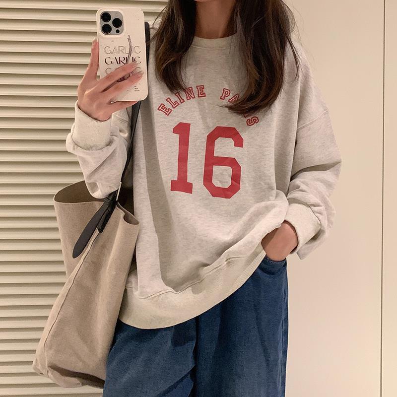 Spring and Autumn New Korean Edition Thin Letter Printed Versatile Loose BF Style Large Size Long Sleeve Hoodie Women's Top dongdumaoyi